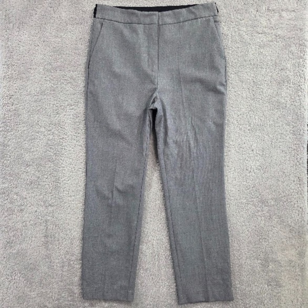 Zara Tapered Leg Trouser Pants Women XL Gray Elastic Flex Waist High Rise Office